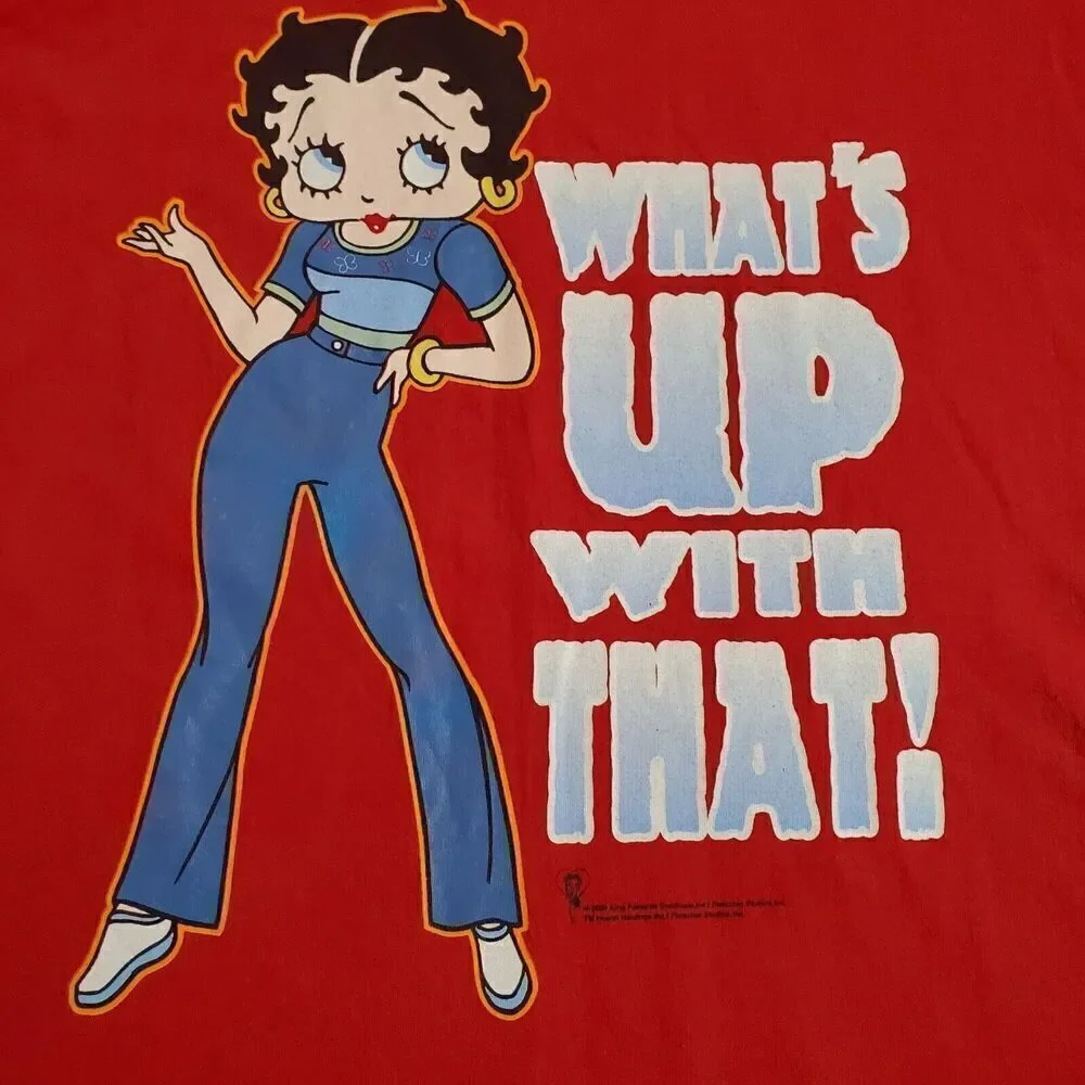 Vintage Betty Boop T Shirt Size L Red Whats Up With That Y2K 2000 Freeze